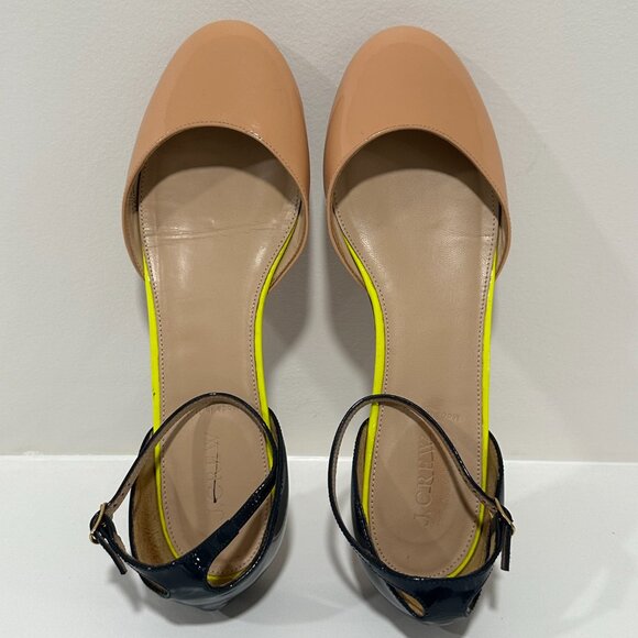 Jcrew Cece Patent Flats Ankle Strap Navy Nude Size 8 - Picture 7 of 10